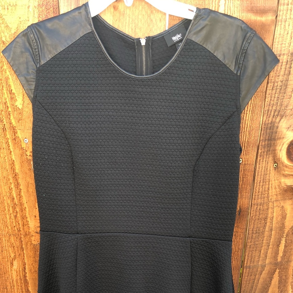 Skater Dress w/ faux leather shoulder detail